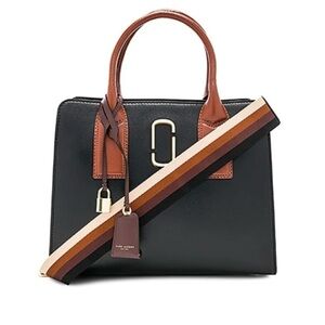 Marc Jacobs Big Shot Color Block Saffiano Leather Satchel Large Black